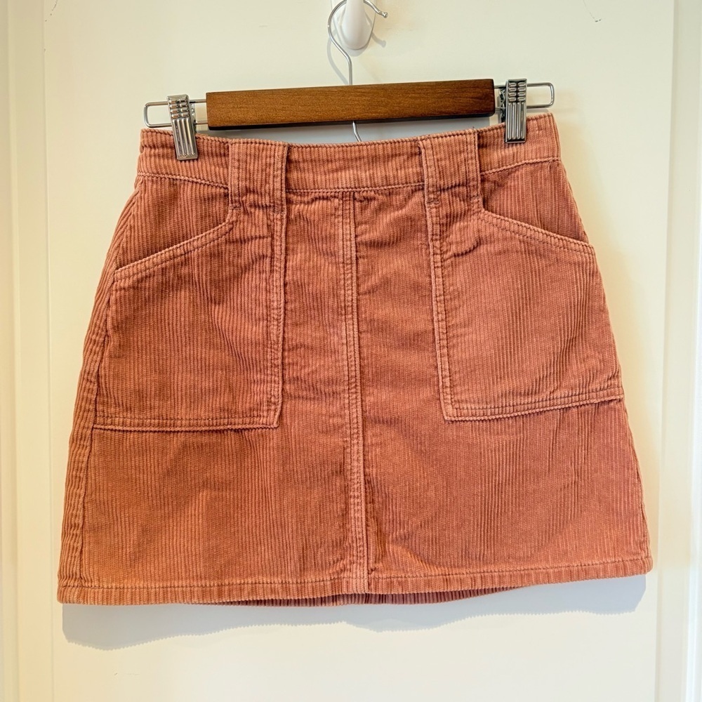 Corduroy 90s Academia Y2K mini skirt rosy brown sz 26